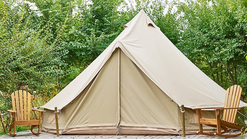 Tipi tent on campsite